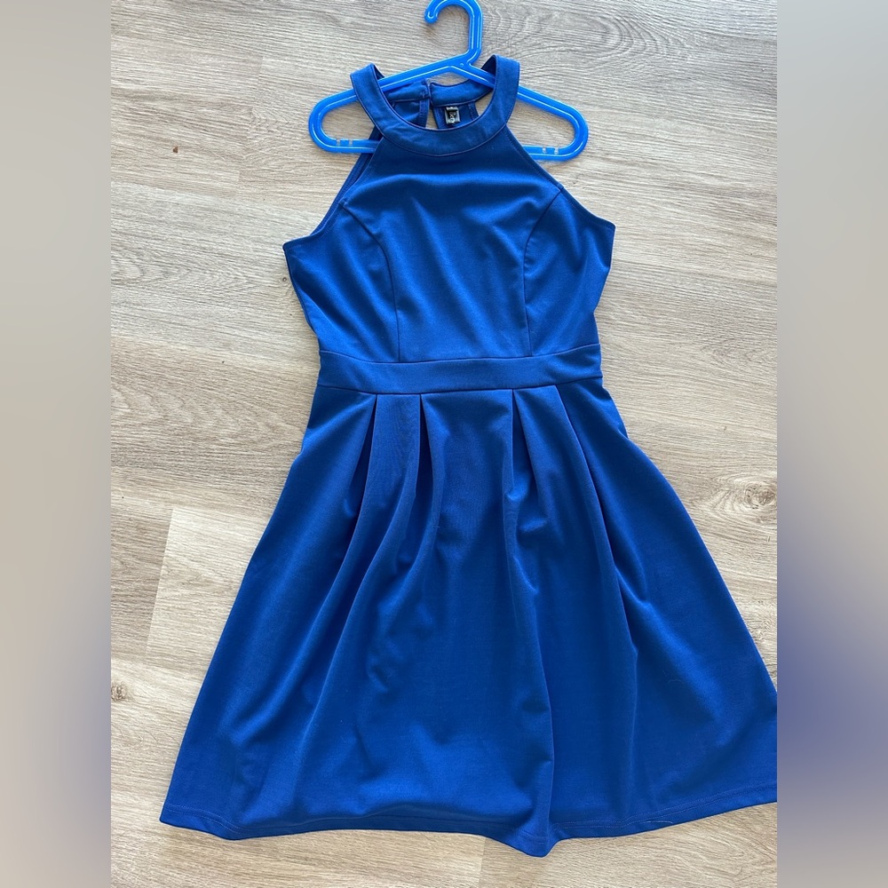 Cute Bery royal blue high neck dress